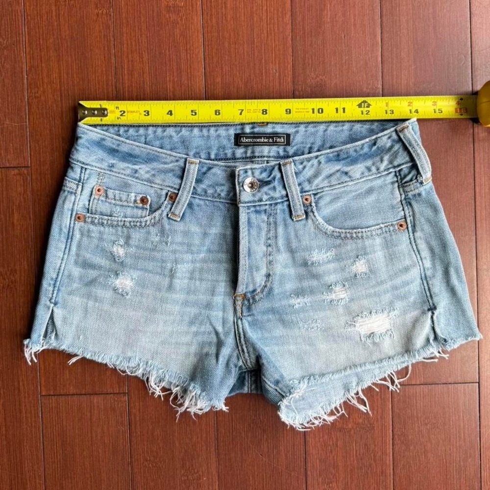Abercrombie & Fitch Blue Distressed Denim Boyfriend Cutoff Shorts - Picture 6 of 8